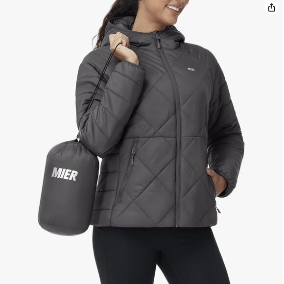NWT Packable Puffer Jacket Pockets hood Quilted Size M - Picture 1 of 8